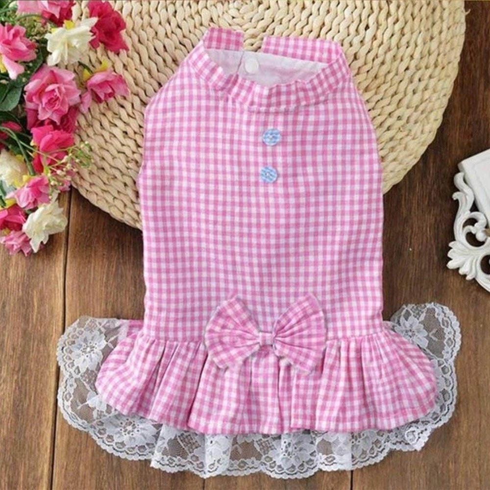 NWT-Pink Gingham Dog Dress For Small Dogs- See sizing info